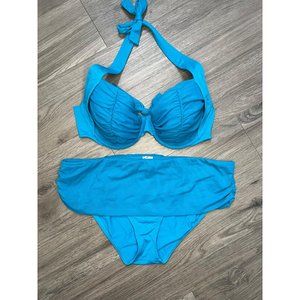 Kish bright blue Bikini mesh details Size L